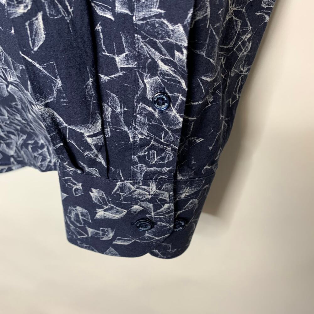 Bugatchi Uomo Blue Sketch Pattern Shaped Fit Shir… - image 6